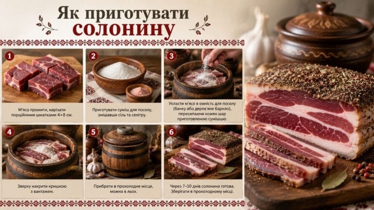 Як приготувати солонину вдома: покрокові рецепти приготування домашньої солонини.