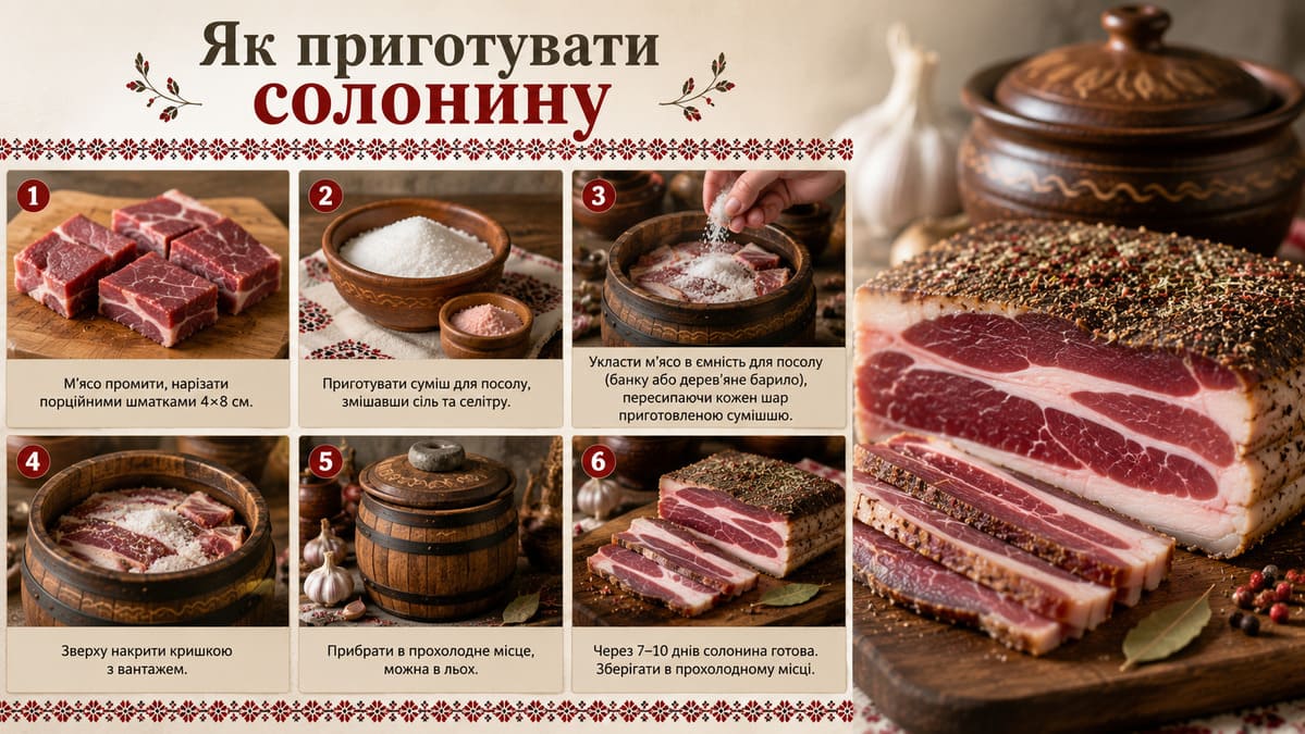 Як приготувати солонину вдома: покрокові рецепти приготування домашньої солонини.