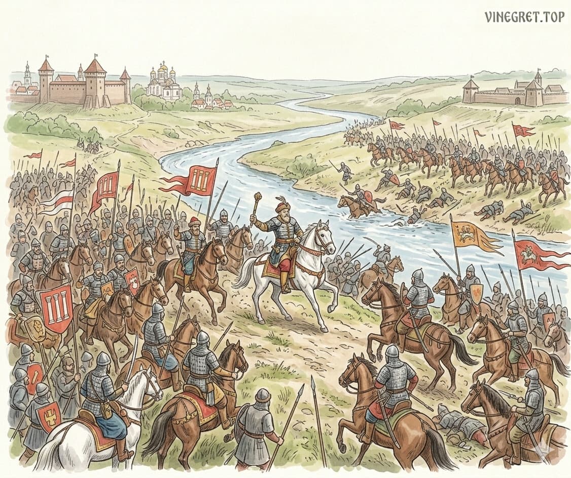 Історична реконструкція битви під Оршею 1514 року: переправа війська Костянтина Острозького через річку Кропив’яна.