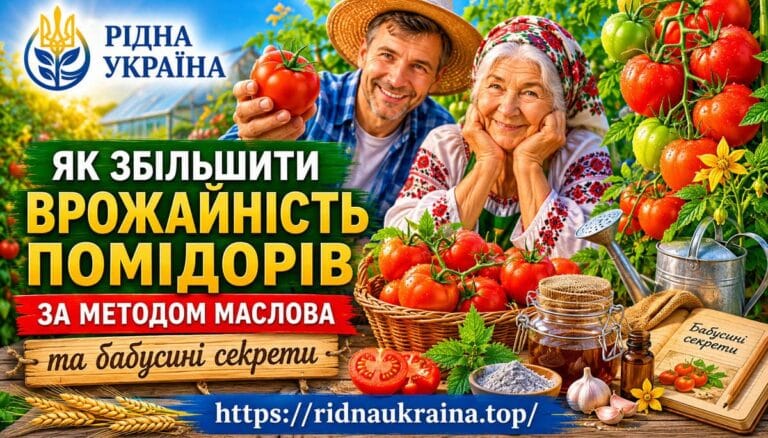 Обкладинка статті як збільшити врожайність помідорів за методом Маслова та бабусині секрети на сайті Рідна Україна.