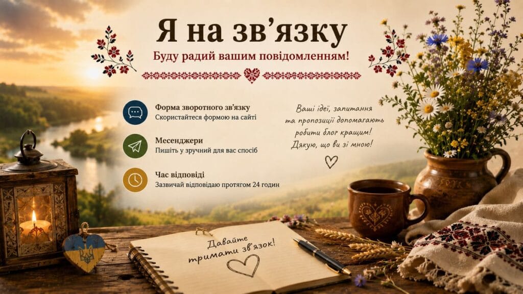 Я на зв'язку — напишіть автору блоґу Форма зворотного зв'язку блоґу Рідна Україна.